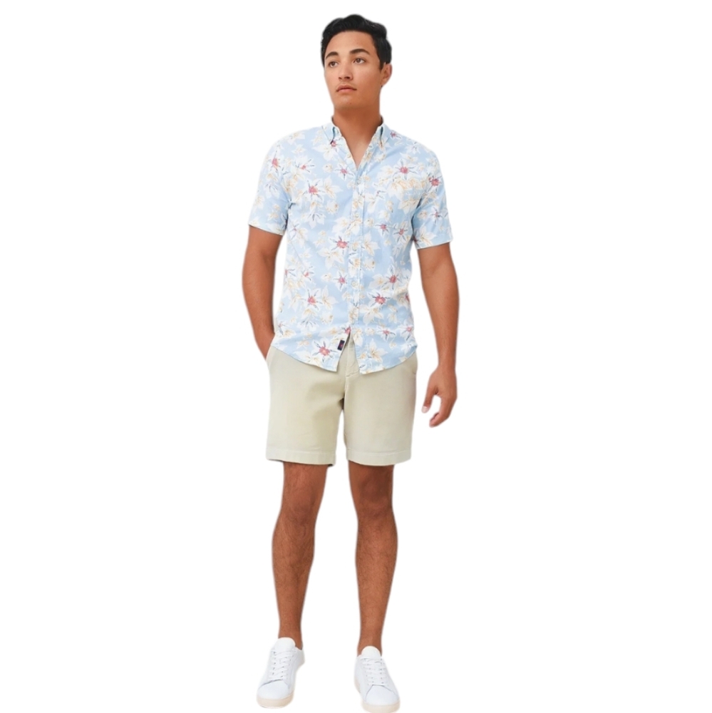 Faherty Men's Short-Sleeve Breeze Shirt Blue Floral Size‎ XL